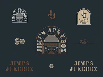 Jimi s Jukebox Branding Suite II 1950s 1960s band brand brand design brand identity branding branding design illustration illustration art illustrations logo logo design logo designer logo designs logo mark logodesign logotype music visual identity