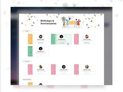 Event Page - Birthday & Anniversaries anniversary birthday birthday card dashboard dashboard ui design event listing ui user interface ux web web design website website design