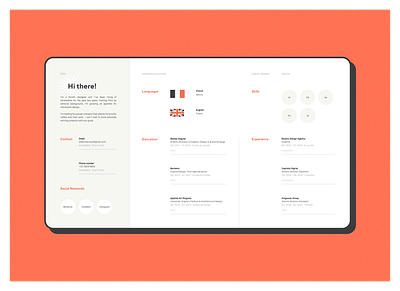 New Resume artwork illustrator interactive interface minimal portfolio resume skills uiux webdesign