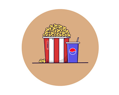 Popcorn and pepsi design flat design flatdesign graphic graphic design graphicdesign graphics illustration inspired logo vector