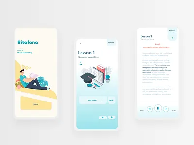 Language App " Bitalone " app app ui application illustration learning minimal ui ui ux ui design uix ux