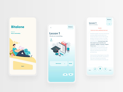 Language App " Bitalone " app app ui application illustration learning minimal ui ui ux ui design uix ux