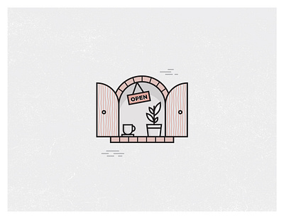 Open for business bright illustration open vector window
