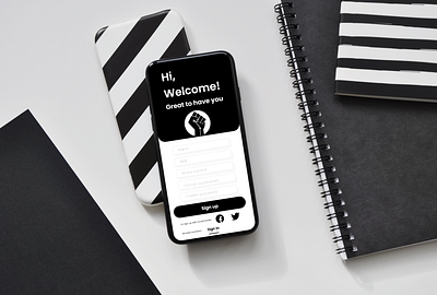 Daily UI 001-Sign Up form black blacklivematter dailyui dailyui001 dark mobile ui mockup signupform