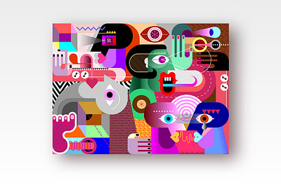 The interaction of people with each other abstract abstract art absurd art artistic artwork concept contemporary face fine art illustration interaction life modern modern art ordinary painting people portrait vector