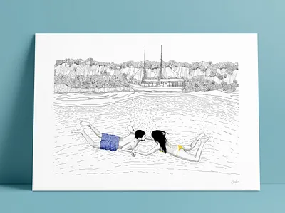 Underwater Love Print carolinamissaka digital drawing gobs.art gobsart illustration love print wedding