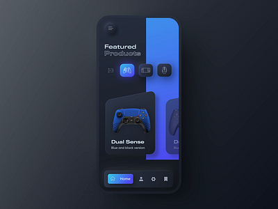 Playstation 5 DualSense 3D Neumorphic mobile 3D app 3d 3danimation aftereffects animation cinema4d dark ui darkmode darktheme gameapp interaction modern neumorphic neumorphism playstation ui ux