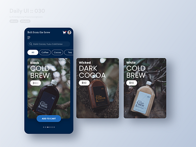 Pricing App #dailyui #030 add to cart app application blue branding carousel coffee coffee shop dailyui design shopping app shopping cart tea typography ui userinterface vector