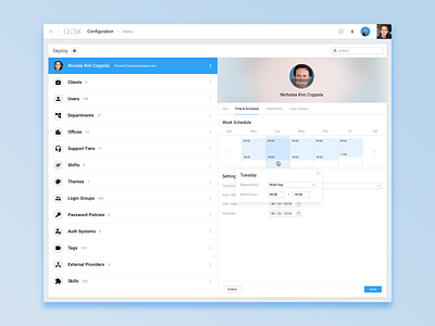 Deploy interface profile schedule settings ui