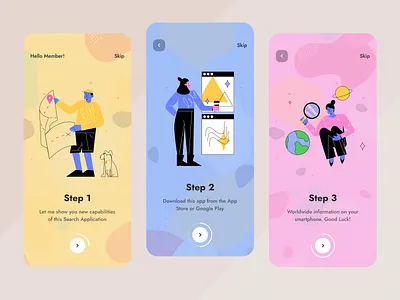 Onboarding Screens app application branding clean design figma flat illustration ios mobile onboarding onboarding ui ui ux