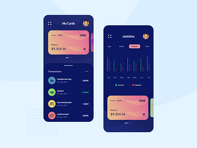 Banking App Dark Mode -exploration- app app design art background bank card cards dark ui designer finance fintech app flat design homepage layout mobile mobile app payment ui ui ux ux