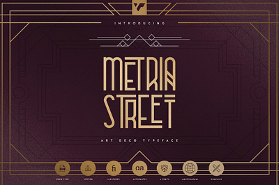 Metria Street - Art Deco typeface + Frames and lines brand branding bundle creative design font illustration lettering logo typeface