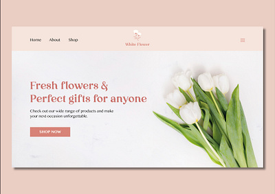 White Flower Website Home page branding flowershop minimal ui uidesign uidesigner web website design