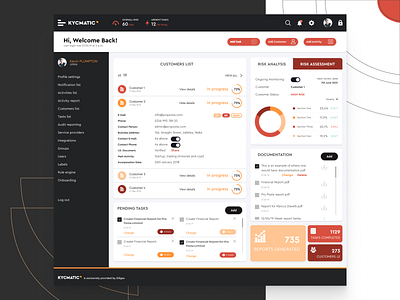 Dashboard for KYCMATIC analysis customer dashboard data design interface report risk task ui ux