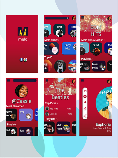 Melo-The Music App app branding flat minimal ui ux