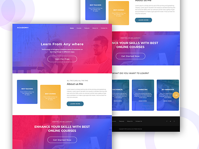 Academy Website Template UI academy layout psd website