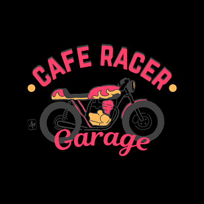 Cafe Racer Garage art bike bikegarage caferace caferacer design flat flat design garage icon illustration lettering logo motorcycle racing vector