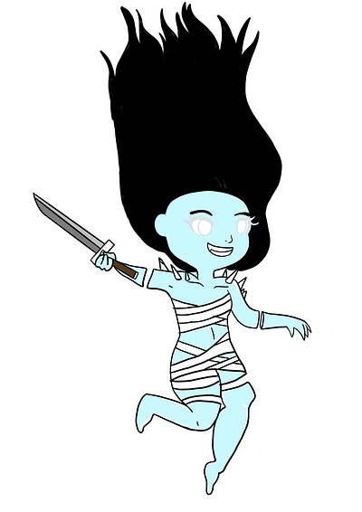 dead by daylight fanart: the spirit cartoon character chibi concept cute deadly fanart ghost katana spirit