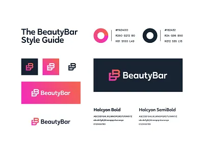 Beauty Bar - Style Guide b design b logo bb bb logo beauty beauty logo beauty salon brand identity branding guide branding guidelines gradient guidelines lettermark nails logo pink and blue pink gradient style guide styleguide symbol