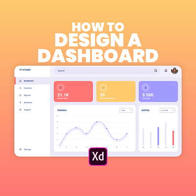 Dashboard Design in Adobe XD - Tutorial adobexd dashboard ui feathericons how to tutorial ui uidesign uiux video tutorial xd