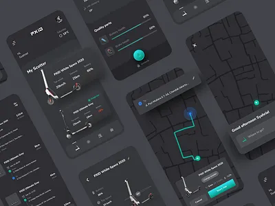 eScooter App Concept app appconcept black dark mode darkui elegant escooter iphone mobileappdesign modern rebound scooter scooters simple ui uiux userexperience userinterfacedesign ux