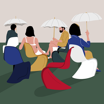 Verner Panton serie #01 design garden illustration illustrator midcentury people umbrella vector vernerpanton