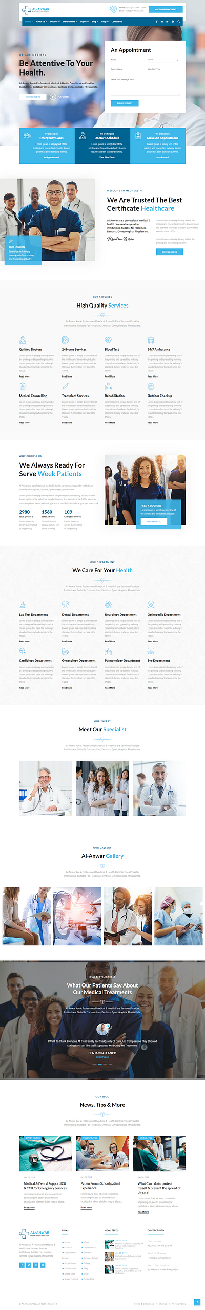 Al-Anwar | Medical Hospital Health Clinic HTML Template care clinic clinics corona coronavirus corporate covid 19 dental dentist doctor fitness health healthcare hospital medical medicine pharmacy professional psychology surgeon