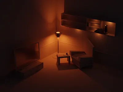 Dark version of the room 3d blender blender3d blendercycles modelling