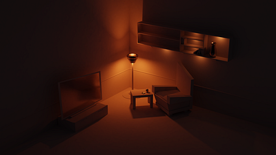 Dark version of the room 3d blender blender3d blendercycles modelling