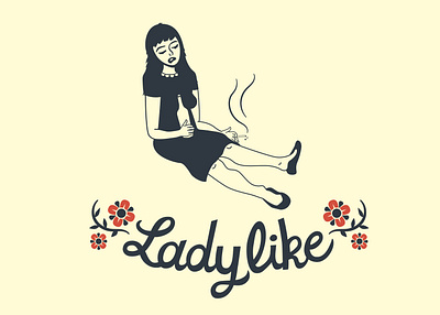 "Ladylike" branding customtype design girl graphic illustration logo smoking typography vector wino