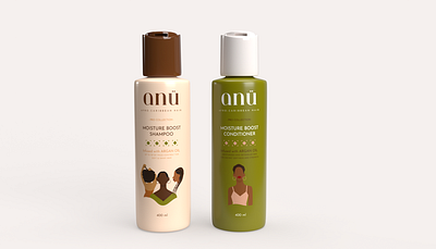 ANÜ Shampoo & Conditioner | 3D Mock Ups 3d afro caribbean branding creative design designer digital graphic design hair illustration logo packagingdesign vector