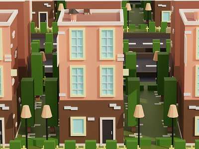 3D Building 3d 3d blender 3d modeling blender building diorama isometric art low poly street