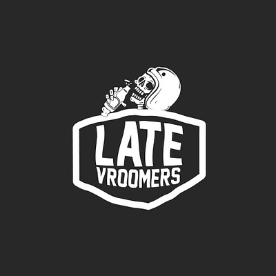 Late Vroomers beer bottle helmet illustrator logo motorcyle skull