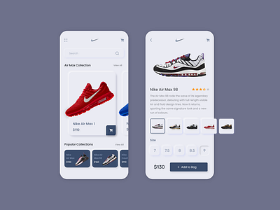 Nike App UI branding design mobile ui neomorphism neumorphic design neumorphism nike air max nike app soft ui uiuxdesign uiuxdesigner user experience user inteface xd