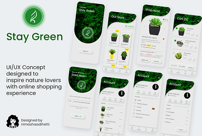 Stay Green Mobile App UI app design gardner green green logo mobile app nature nature lover plant selling planting plants shopping ui