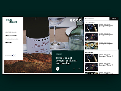 Taste Stream animation concept design ui ux web