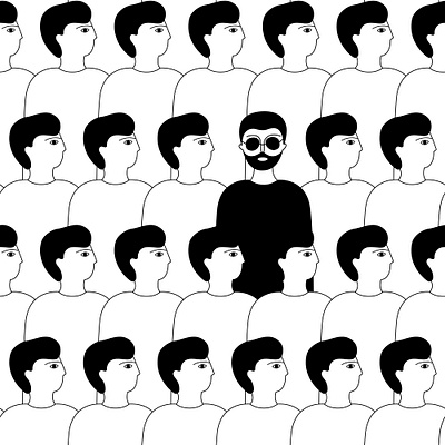 Individuality art black black and white crowd design different doodle extraordinary idea illustration individual male men fashion pattern people talent