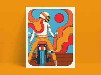 Retro Rider Pt. 2 60s 70s color illustration motorcycle psychedelic retro vintage woman
