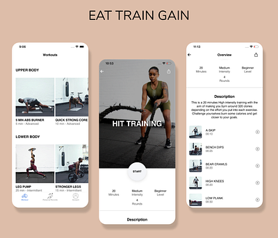 Fitness App Eat Train Gain design fitness fitness app