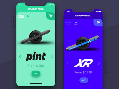 Onewheel UI design animated animation card design design ecommerce iphone mobile motion design phone pint product page shop slider ui webdesign