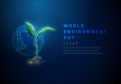 World environment day. abstract abstraction day design digital ecology environment futuristic green low lowpoly nature neon planet poly polygonal save web wireframe world