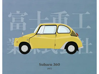Subaru 360 (1972) illustration animation classic classic car clean ui design illustration illustrator paper poster poster design ui ux vector