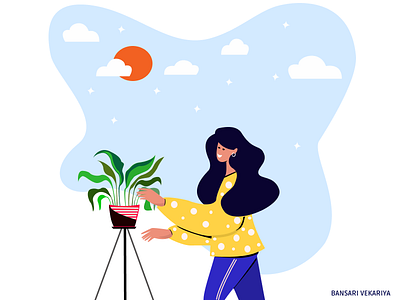 Nature girl adobe adobexd animation app art article design figma girl girl illustration icon illustration illustrator logo plant sky sunset ui ux website