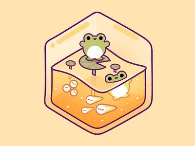 Frog abstract animal cute design education educational frog graphic happy illustration kid minimal pastel reptile science water