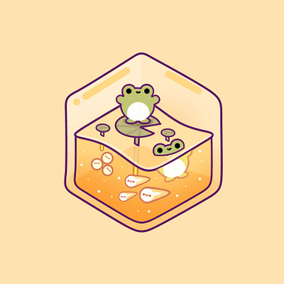 Frog abstract animal cute design education educational frog graphic happy illustration kid minimal pastel reptile science water