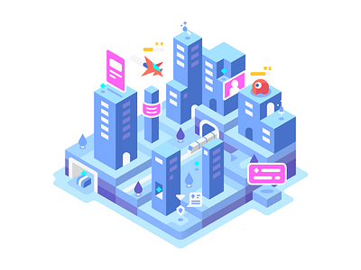 Cityscape blue city design games illustration illustrator isometric landscape vector video games