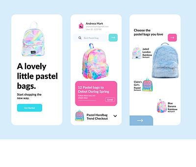 Pastel -Bags Mobile Apps animation app bags branding color design handbags mobile app mobile ui ui ux vector