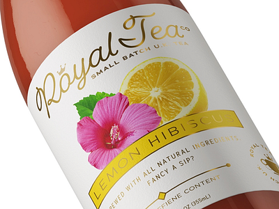 Royal Tea Label (Mockup) badge crown gold label labeling lemon package packaging printing script tea