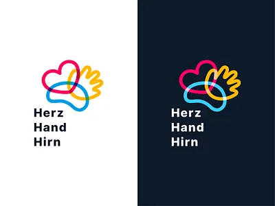 Herz Hand Hirn abstract brand design brand identity branding design flat icon identity illustration logo design mark simple
