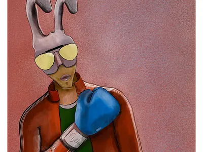 RBoxer Rabbit boxer fighter illustration kickbox mma painting rabbit sunglasses